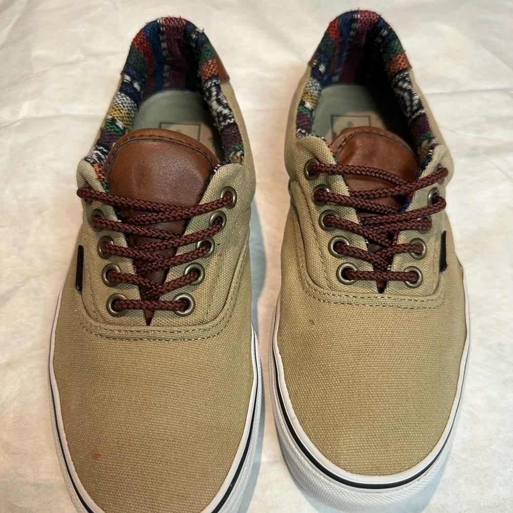 Vans Tan Canvas Sneakers with Brown Accents